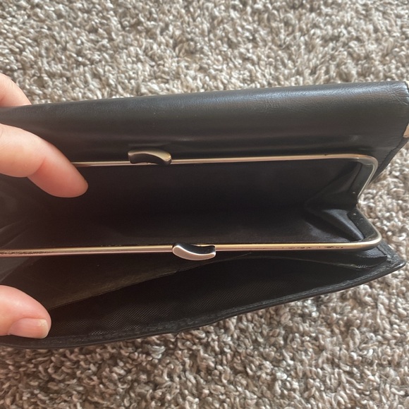 Rolfs Calfskin Leather Vintage Black Trifold Women’s Wallet, White Bow Italy - Picture 11 of 15